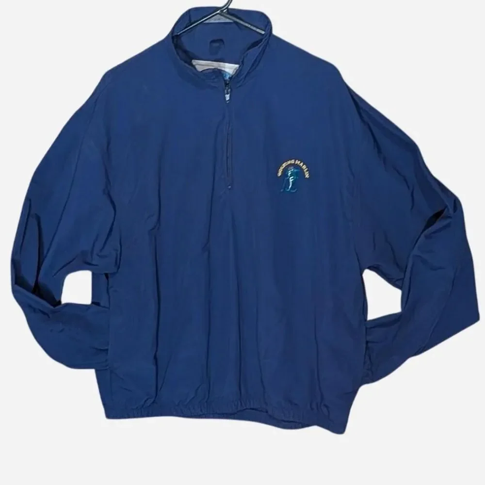 Vintage Golfing Marlin Windbreaker Jacket Blue Water Wear Men Large Blue 1/4 Zip